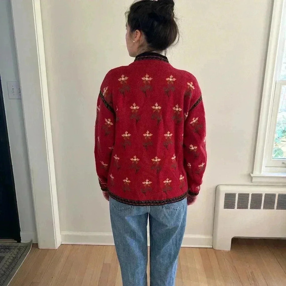 VTG ICELANDIC DESIGN Wool zip up lined oversized sweater jacket sz M - Picture 3 of 11